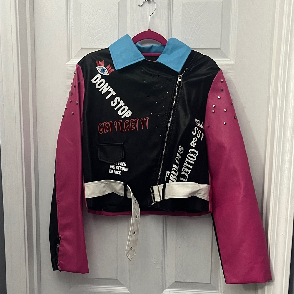 Black and Pink Studded Jacket